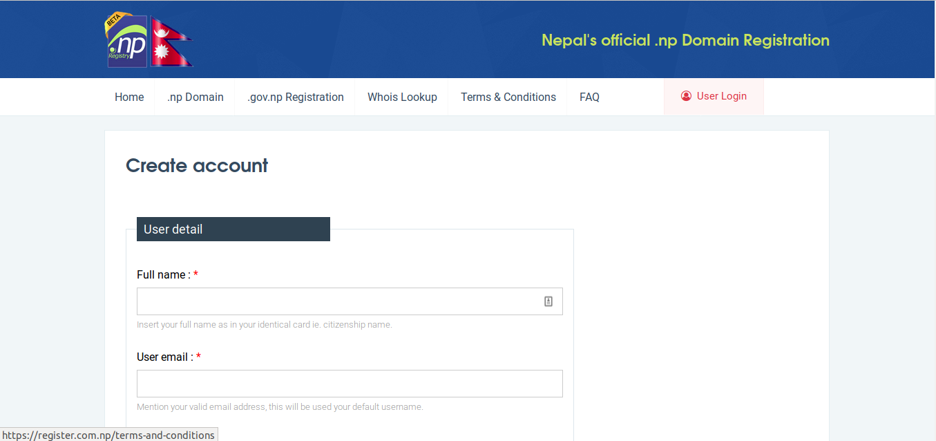 np Register Account